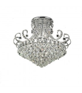 Flush Ceiling Round 12 Light Polished Chrome, Crystal - 1