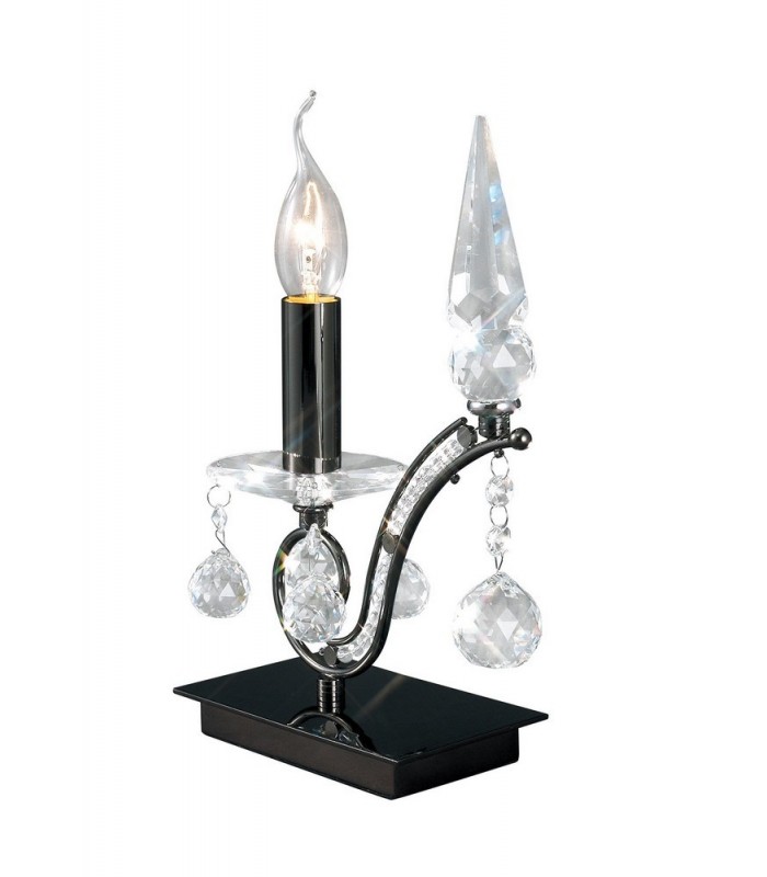 Table Lamp 1 Light Black Chrome, Crystal - 1