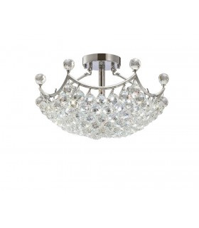 Flush Ceiling 6 Light Polished Chrome, Crystal - 1