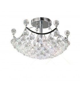 Flush Ceiling 4 Light Polished Chrome, Crystal - 1