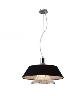 Ceiling Pendant with Black Shade 3 Light Polished Chrome, Crystal - 1