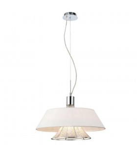 Ceiling Pendant with White Shade 3 Light Polished Chrome, Crystal - 1