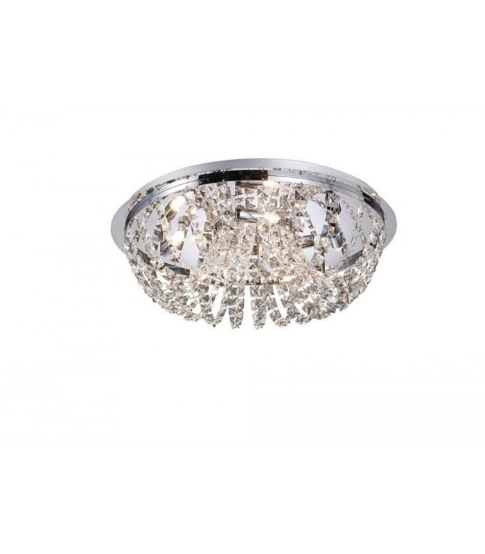 Flush Ceiling 5 Light Polished Chrome, Crystal - 1