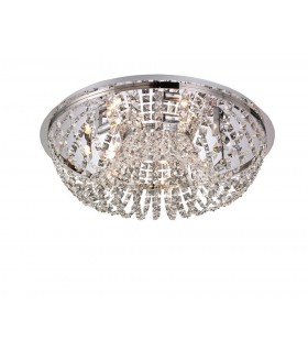 Flush Ceiling 7 Light Polished Chrome, Crystal - 1