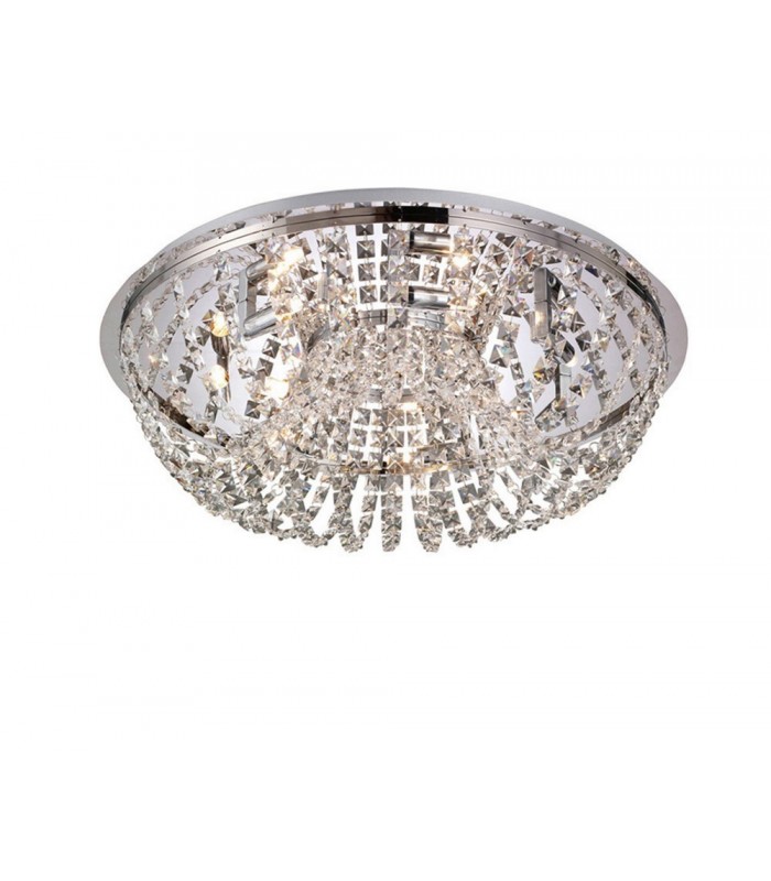 Flush Ceiling 7 Light Polished Chrome, Crystal - 1