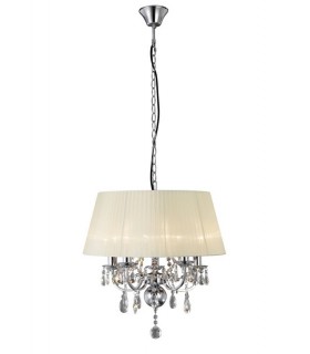 Ceiling Pendant with Ivory Cream Shade 5 Light Polished Chrome, Crystal - 1