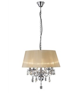 Ceiling Pendant with Soft Bronze Shade 5 Light Polished Chrome, Crystal - 1