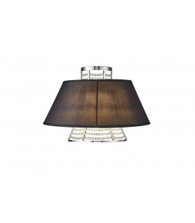 Wall Lamp with Black Shade 2 Light Polished Chrome, Crystal - 1