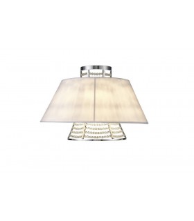 Wall Lamp with White Shade 2 Light Polished Chrome, Crystal - 1