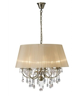 Ceiling Pendant with Soft Bronze Shade 8 Light Antique Brass, Crystal - 1