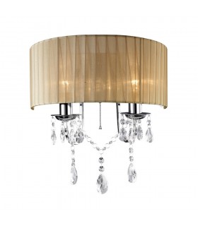 Wall Lamp Switched with Soft Bronze Shade 2 Light Polished Chrome, Crystal - 1
