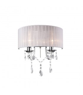 Wall Lamp Switched with White Shade 2 Light Polished Chrome, Crystal - 1