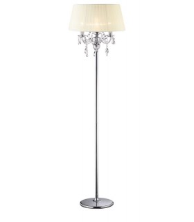 Floor Lamp with Ivory Cream Shade 3 Light Polished Chrome, Crystal - 1