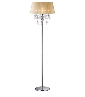 Floor Lamp with Soft Bronze Shade 3 Light Polished Chrome, Crystal - 1