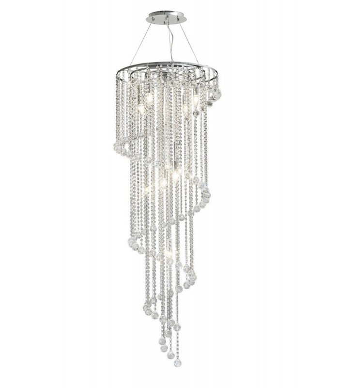 Ceiling Pendant Spiral 9 Light Polished Chrome, Crystal - 1