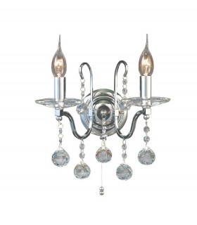 Wall Lamp Switched 2 Light Polished Chrome, Crystal - 1