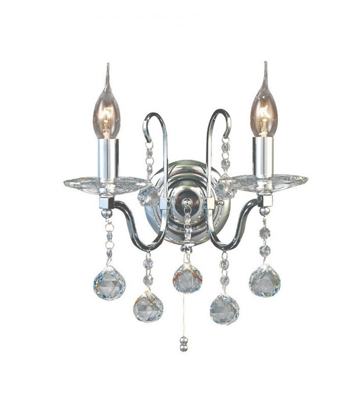 Wall Lamp Switched 2 Light Polished Chrome, Crystal - 1