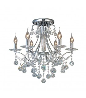 Semi Flush Ceiling 6 Light Polished Chrome, Crystal - 1
