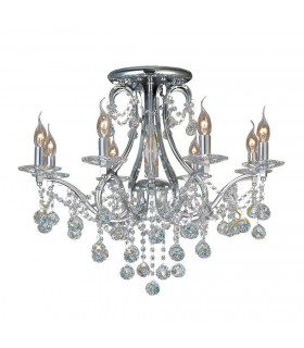 Semi Flush Ceiling 8 Light Polished Chrome, Crystal - 1