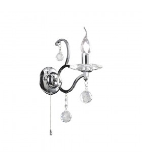 Wall Lamp Switched 1 Light Polished Chrome, Crystal - 1