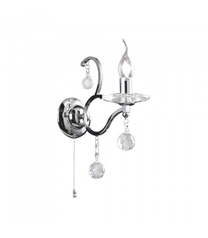 Wall Lamp Switched 1 Light Polished Chrome, Crystal - 1
