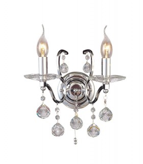 Wall Lamp Switched 2 Light Switched Polished Chrome, Crystal - 1