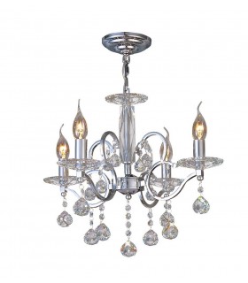 Ceiling Pendant Chandelier 4 Light Polished Chrome, Crystal - 1