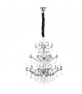 Ceiling Pendant Chandelier 3 Tier 22 Light Polished Chrome, Crystal (Item Requires Assembly) - 1