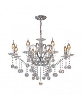 Ceiling Pendant Chandelier 8 Light Polished Chrome, Crystal - 1