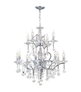 Ceiling Pendant Chandelier 2 Tier 12 Light Polished Chrome, Crystal (Item Requires Assembly) - 1