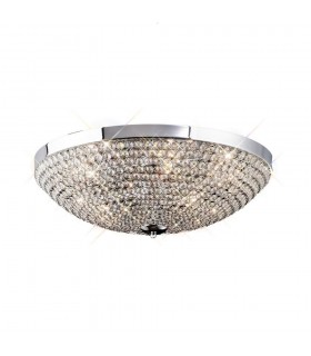 Flush Ceiling 6 Light Polished Chrome, Crystal. - 1