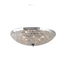 Flush Ceiling 9 Light Polished Chrome, Crystal - 1