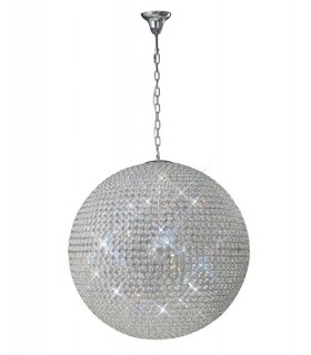 Globe Ceiling Pendant 12 Light Polished Chrome, Crystal - 1
