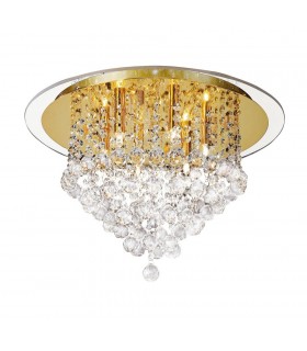 Flush Ceiling 6 Light French Gold, Crystal - 1