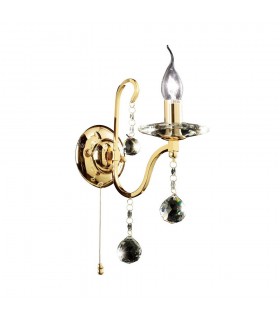 Wall Lamp Switched 1 Candle Light French Gold, Crystal - 1