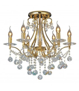 Semi Flush Ceiling 6 Light French Gold, Crystal - 1