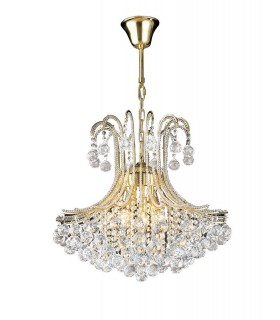 Ceiling Pendant Chandelier Round 6 Light French Gold, Crystal - 1