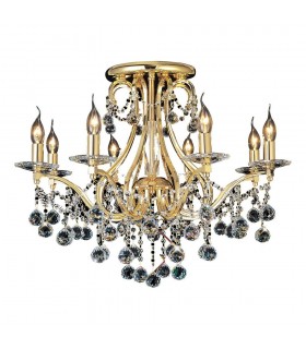 Semi Flush Ceiling 8 Light French Gold, Crystal - 1