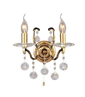 Wall Lamp Switched 2 Light French Gold, Crystal - 1