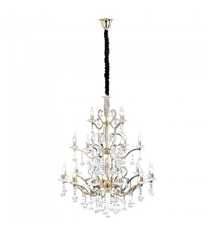 Ceiling Pendant Chandelier 3 Tier 22 Light French Gold, Crystal (Item Requires Assembly) - 1