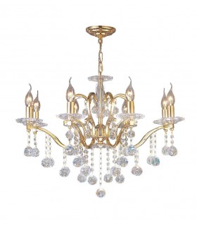 Ceiling Pendant Chandelier 8 Light French Gold, Crystal - 1