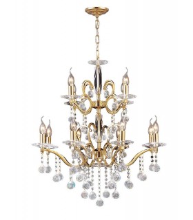 Ceiling Pendant Chandelier 2 Tier 12 Light French Gold, Crystal (Item Requires Assembly) - 1