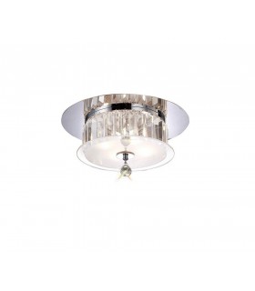Flush Ceiling Round 4 Light Polished Chrome, Glass, Crystal - 1