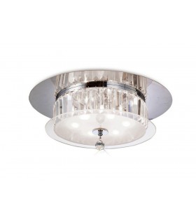 Flush Ceiling Round 6 Light Polished Chrome, Glass, Crystal - 1