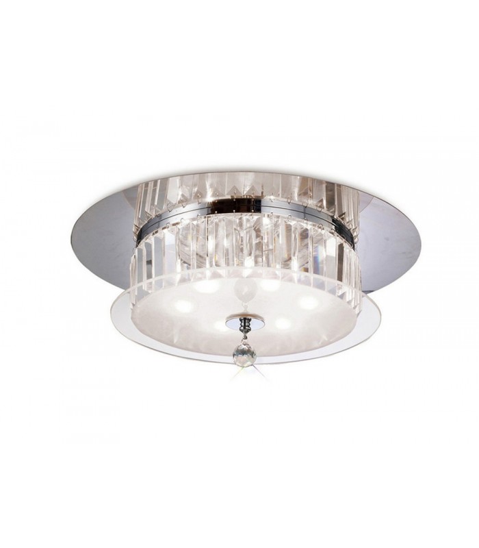 Flush Ceiling Round 6 Light Polished Chrome, Glass, Crystal - 1