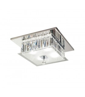 Flush Ceiling Square 4 Light Polished Chrome, Glass, Crystal - 1