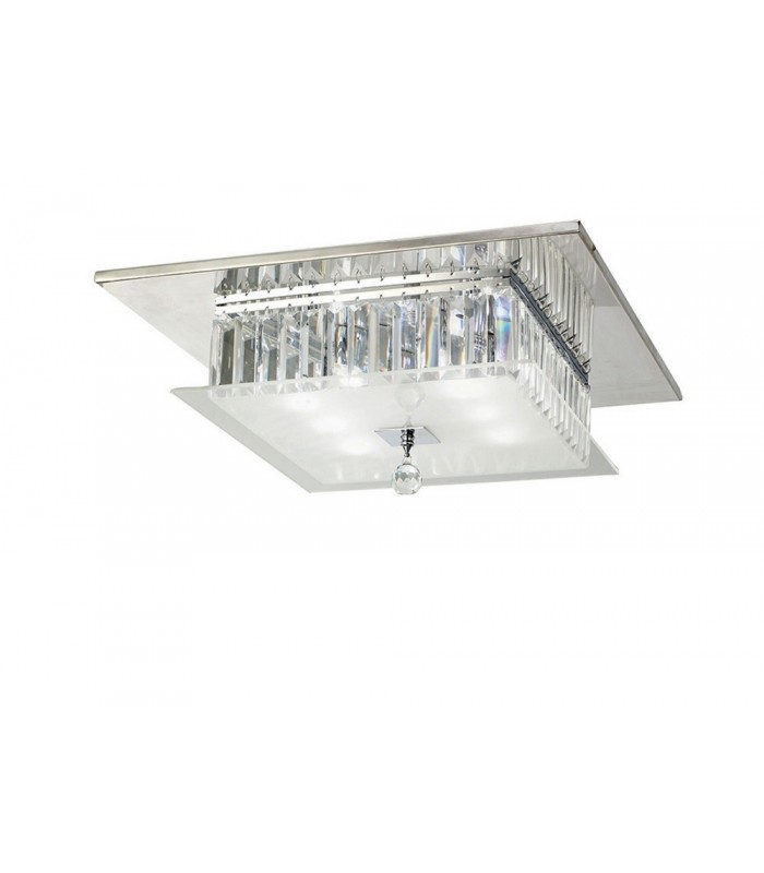 Flush Ceiling Square 6 Light Polished Chrome, Glass, Crystal - 1