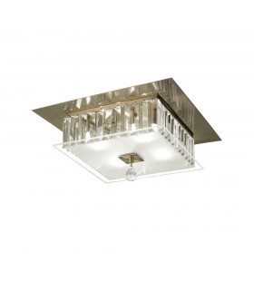 Flush Ceiling Square 4 Light Antique Brass, Glass, Crystal - 1