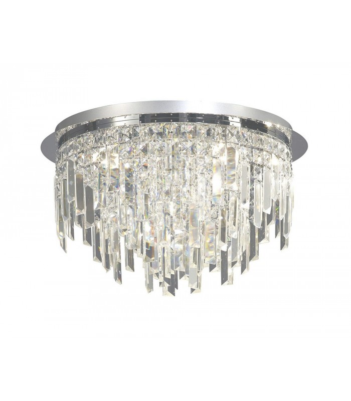 Flush Ceiling Round 6 Light Polished Chrome, Crystal - 1