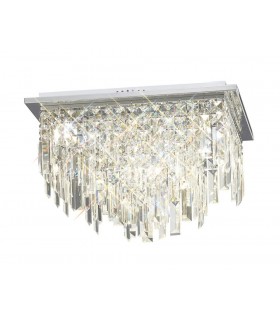 Flush Ceiling Square 6 Light Polished Chrome, Crystal - 1